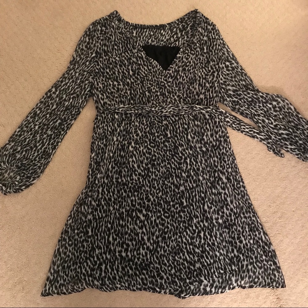 Zara Animal Print Wrap Dress Black Size M - Picture 1 of 3
